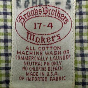 VTG Brooks Brothers Long Sleeve Button Up Shirt Cotton Green Blue Check 17 34